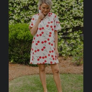Short Dress With Cherry Print